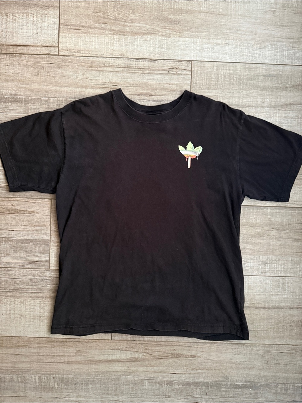 Adidas Graphic Tee Large Black Trefoil Ice Cream Popsicle Melting Graffiti